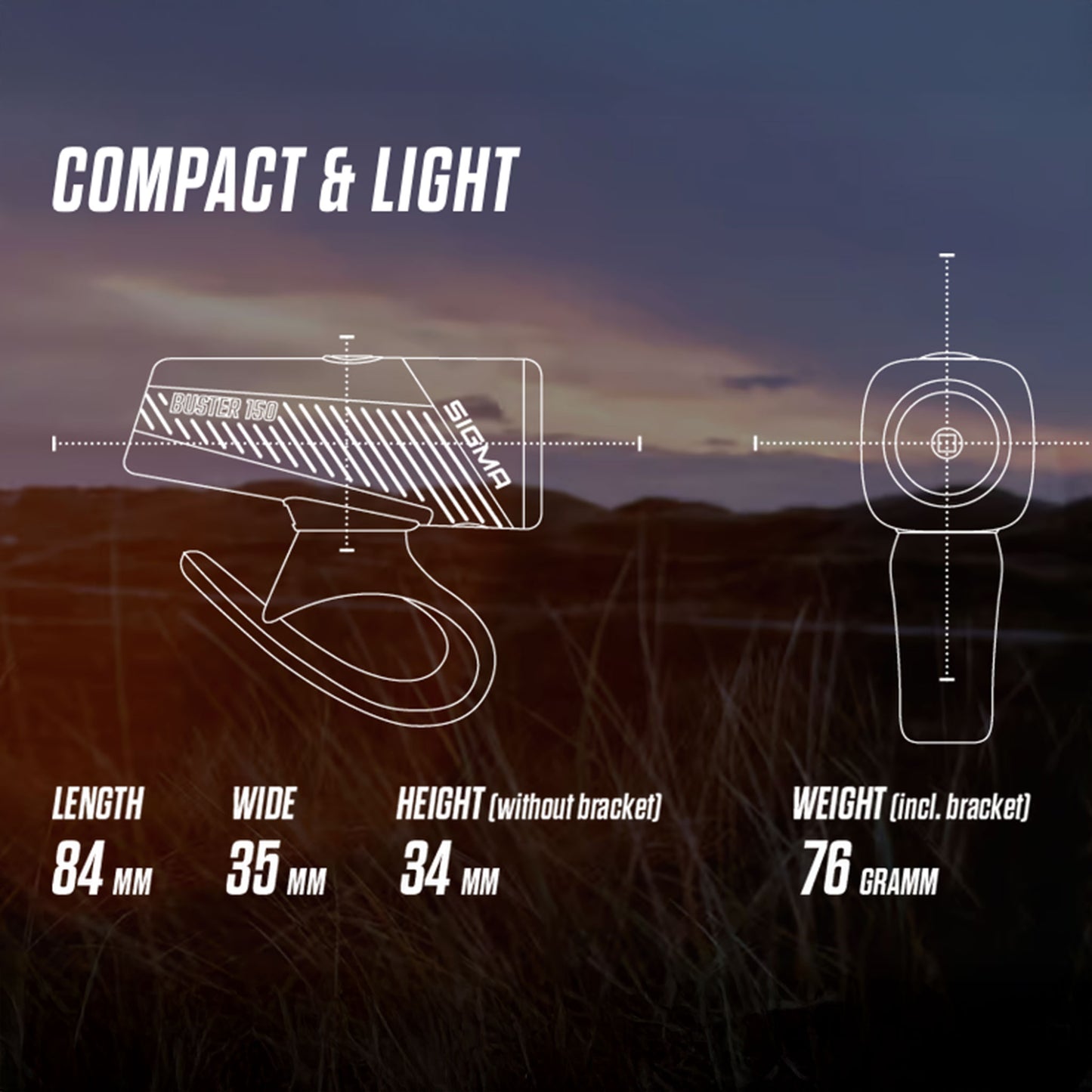Sigma Buster 150 Headlight w/hbar mount