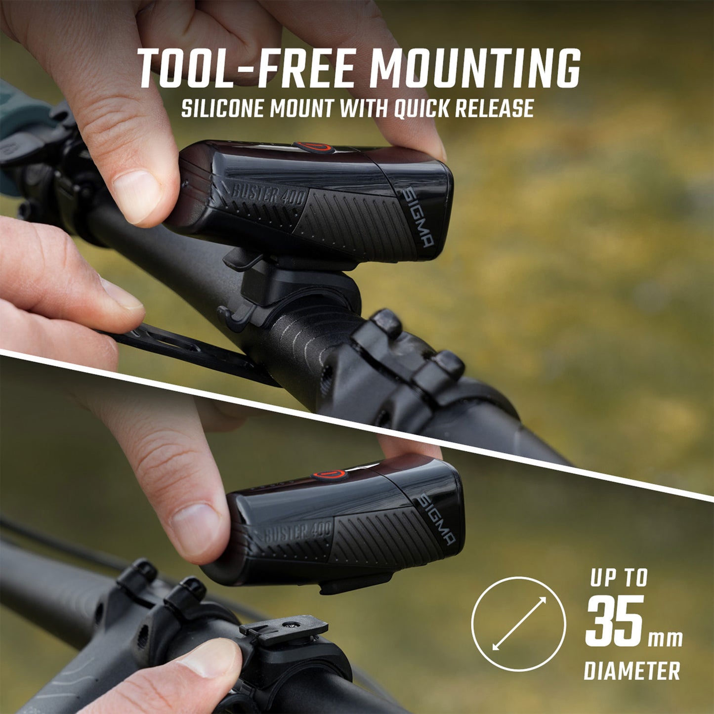 Sigma Buster 400 Headlight w/hbar mount